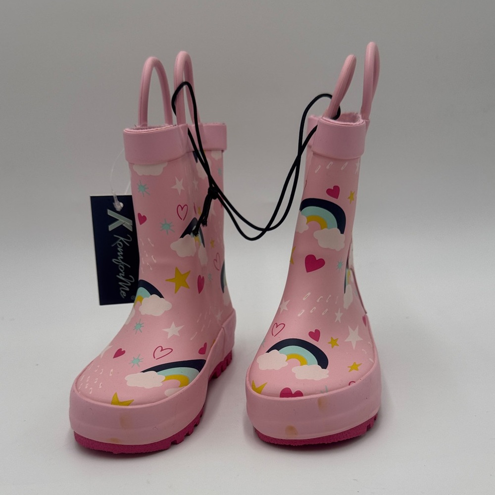 KomfysMe Kids Rain Boots Unicorn Rainbow Pink Toddler Size 5 - Picture 1 of 8